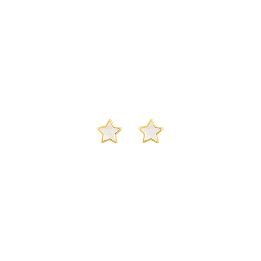 Gold Plated Mother of Pearl Star Stud Earrings