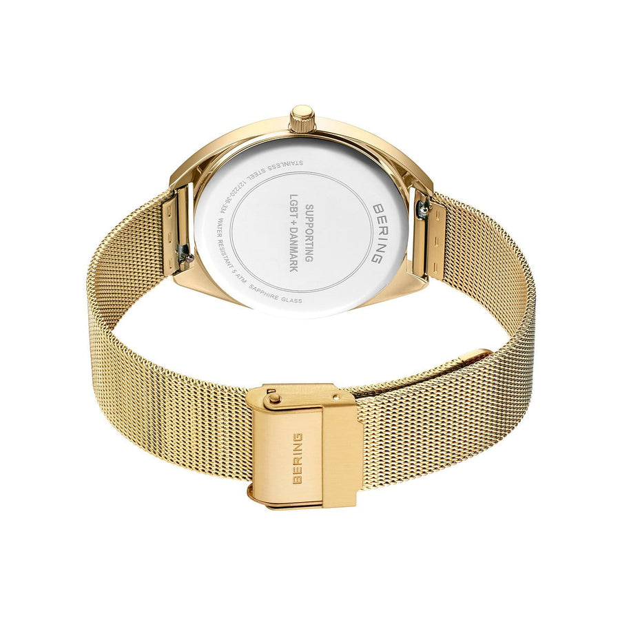 Bering FREEDOM Gold Plated Stainless Steel Mesh & Multi Colour Strap Watch