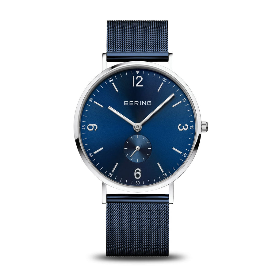 Bering Classic Stainless Steel Gents Blue Watch