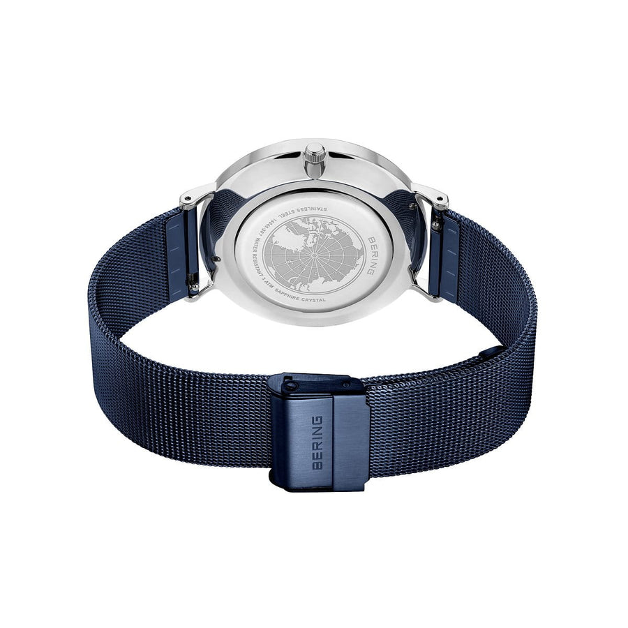 Bering Classic Stainless Steel Gents Blue Watch