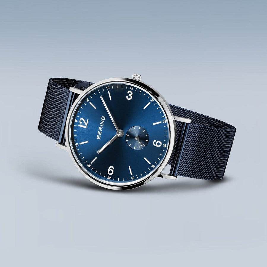 Bering Classic Stainless Steel Gents Blue Watch