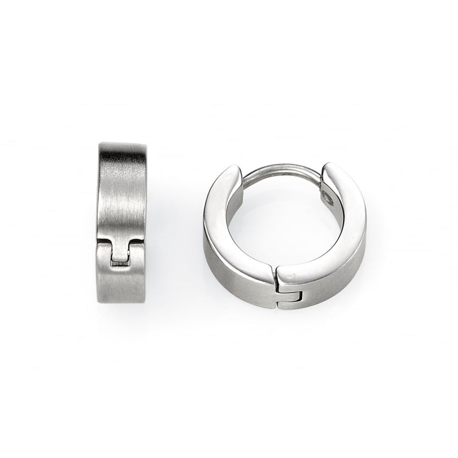 Fred Bennett Brushed Steel Huggie Hoop Earrings