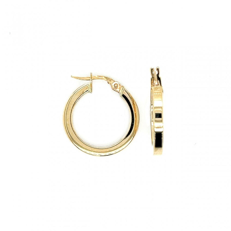 9ct Yellow Gold Square Flat Profile Hoop Earrings