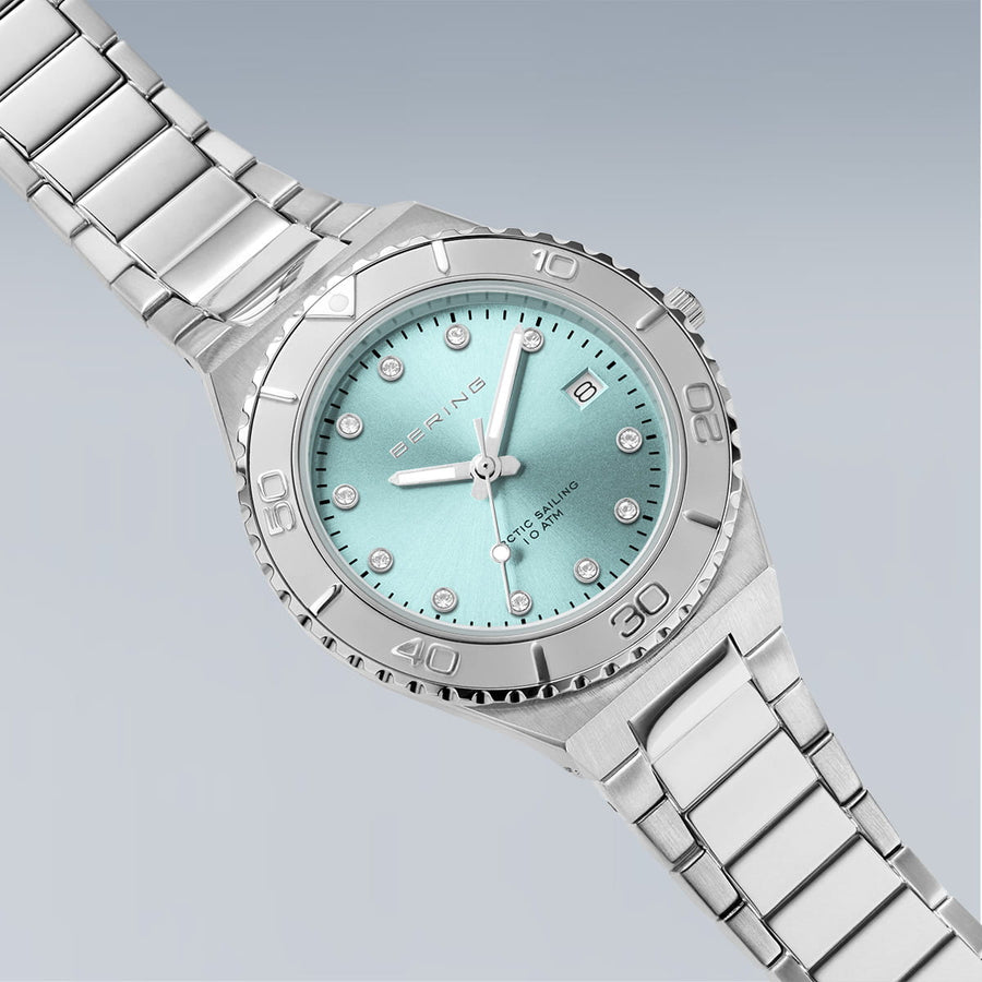 Bering Steel Classic Blue 'Arctic Sailing' CZ Bracelet Watch