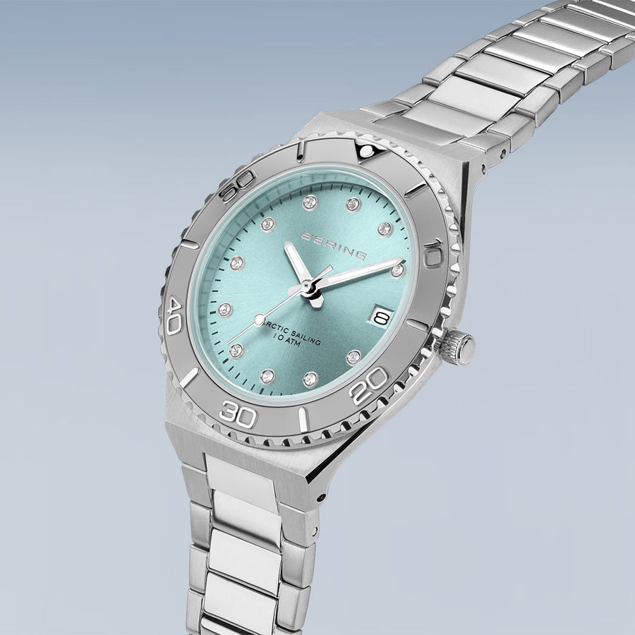 Bering Steel Classic Blue 'Arctic Sailing' CZ Bracelet Watch