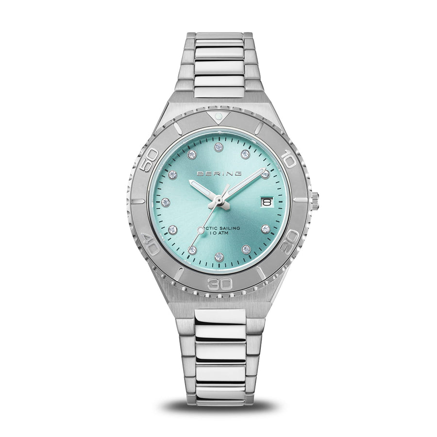 Bering Steel Classic Blue 'Arctic Sailing' CZ Bracelet Watch