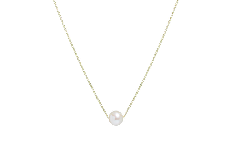 9ct Yellow Gold Slider White Pearl Necklace 18"