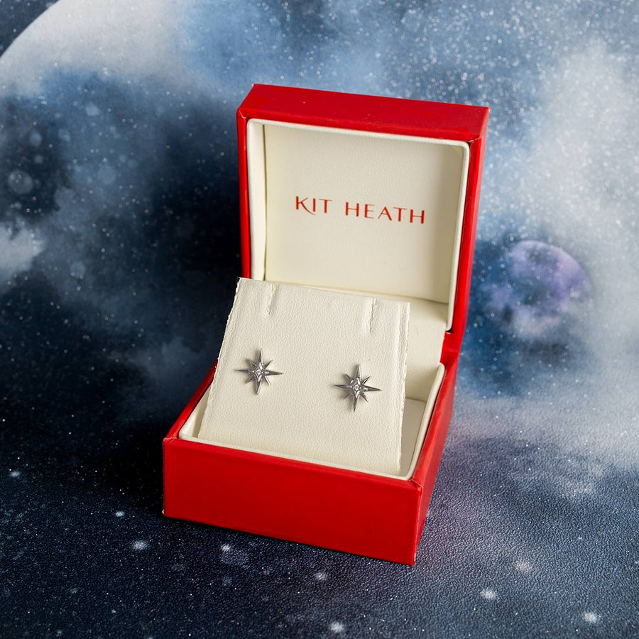 Kit Heath Sterling Silver CZ North Star Stud Earrings