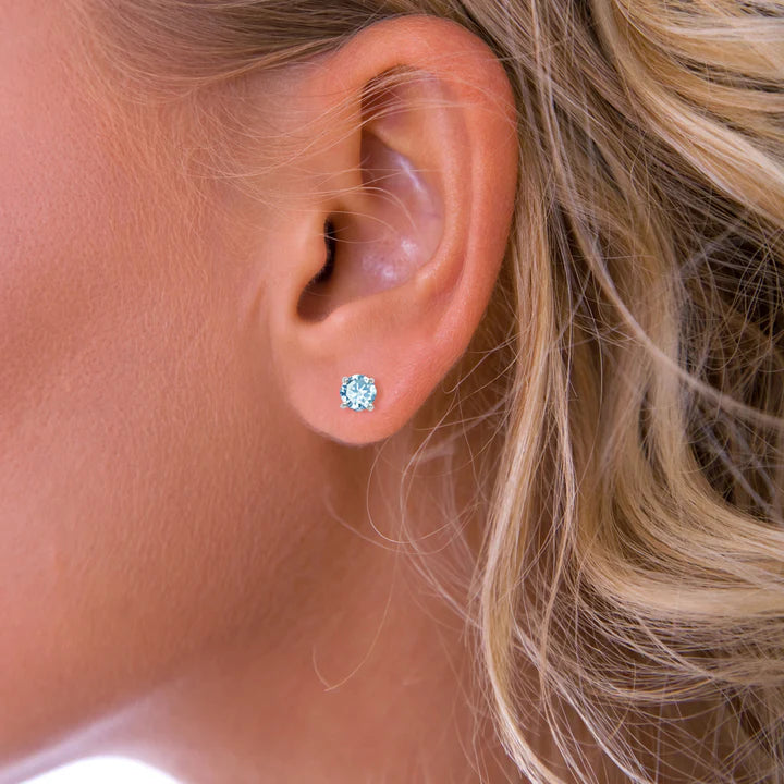 Nina Breddal Sterling Silver Blue Topaz Round Stud Earrings