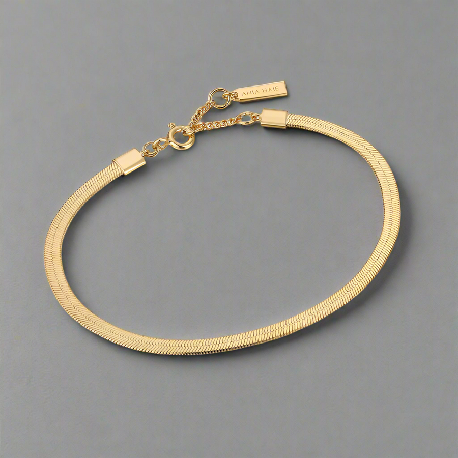 Ania Haie Gold Plated Flat Snake Chain Bracelet