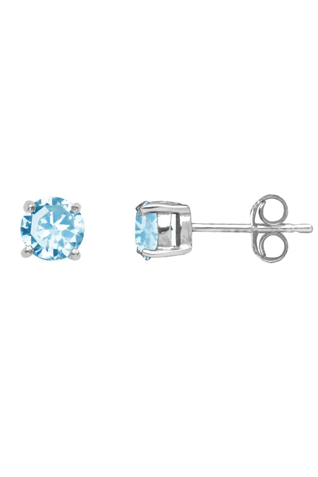 Nina Breddal Sterling Silver Blue Topaz Round Stud Earrings