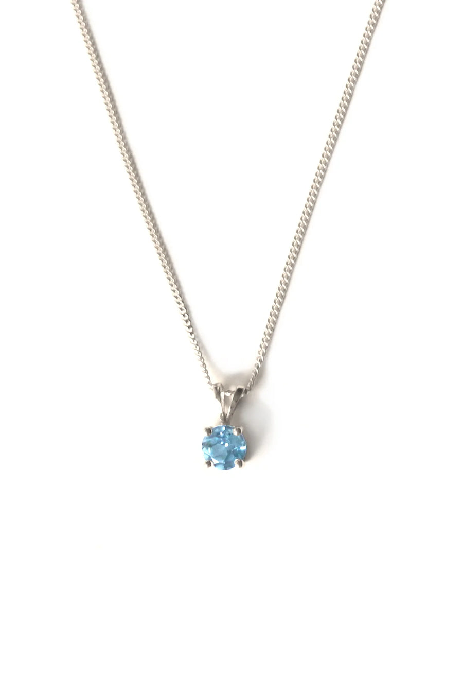 Nina Breddal Sterling Silver Round Blue Topaz Necklace