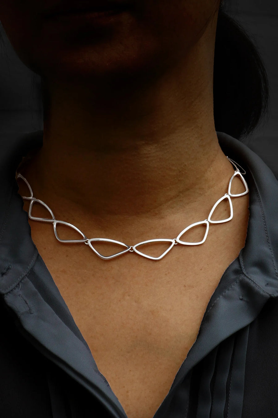 Sterling Silver Open Link Statement Necklace