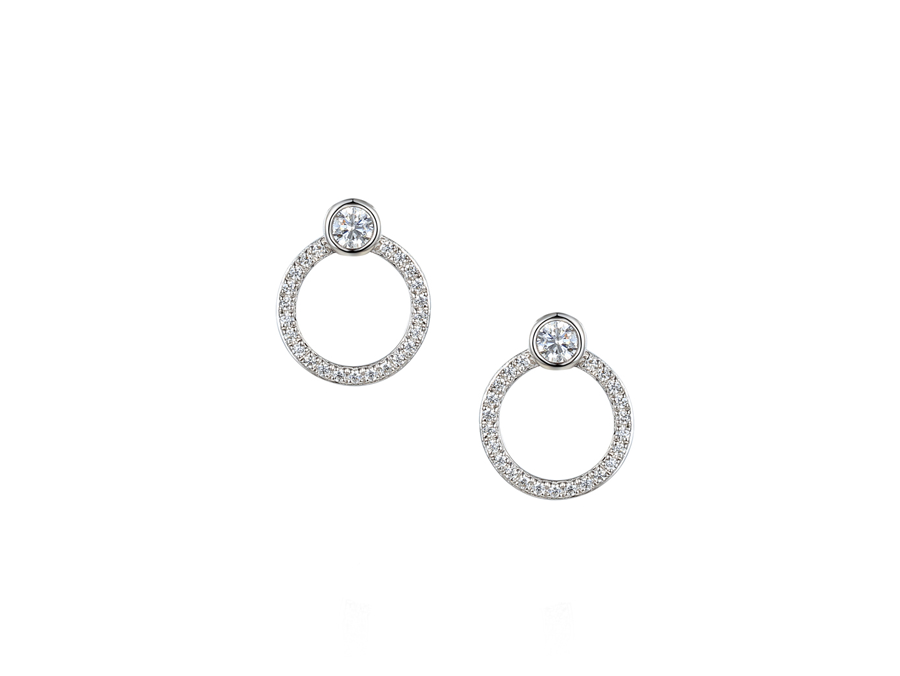 Amore Argento Sterling Silver CZ Oval Stud Earrings