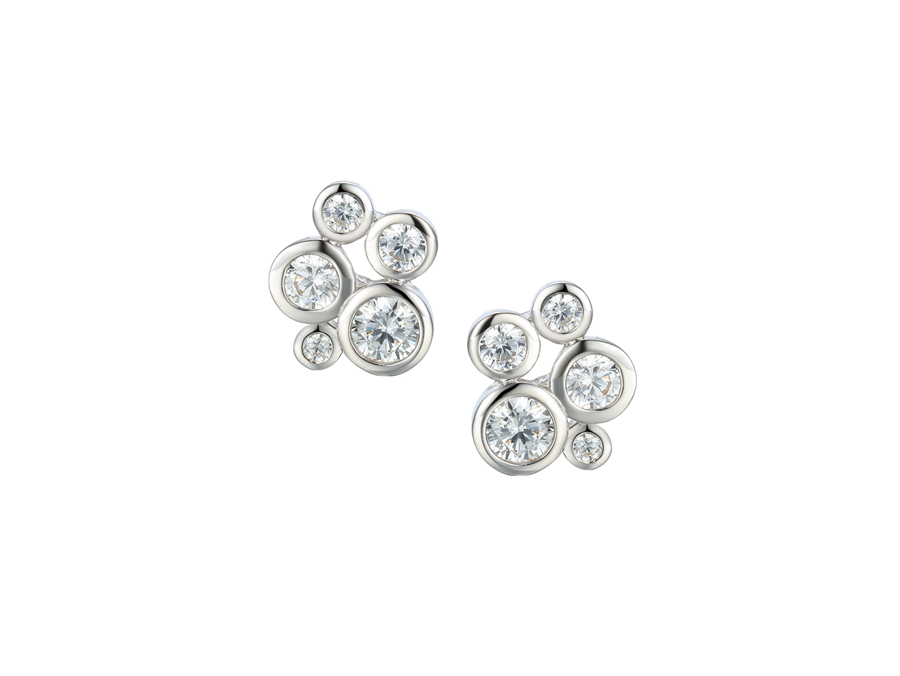 Amore Argento Sterling Silver CZ Bubble Cluster Stud Earrings