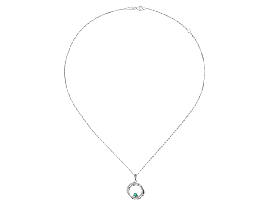 Amore Argento Sterling Silver Emerald & CZ Circle Necklace