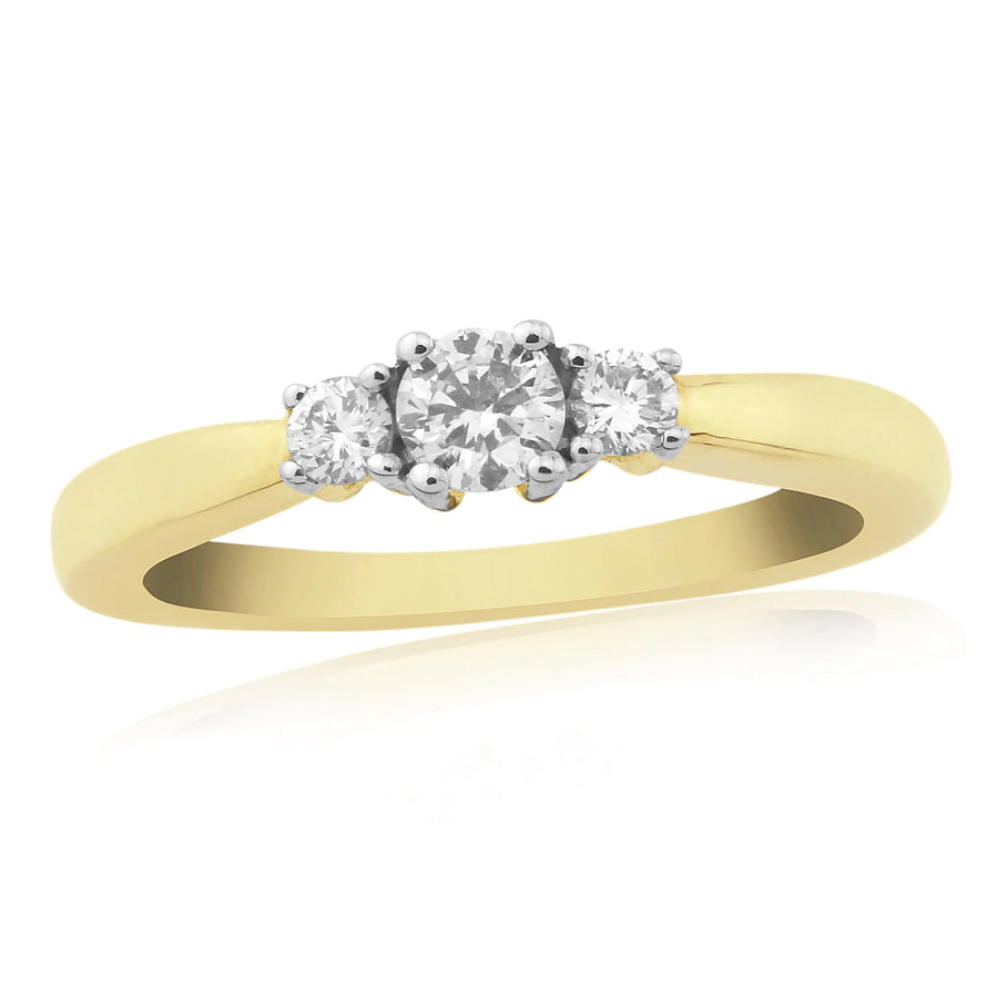 9ct Yellow Gold 0.33ct Diamond Trilogy Ring