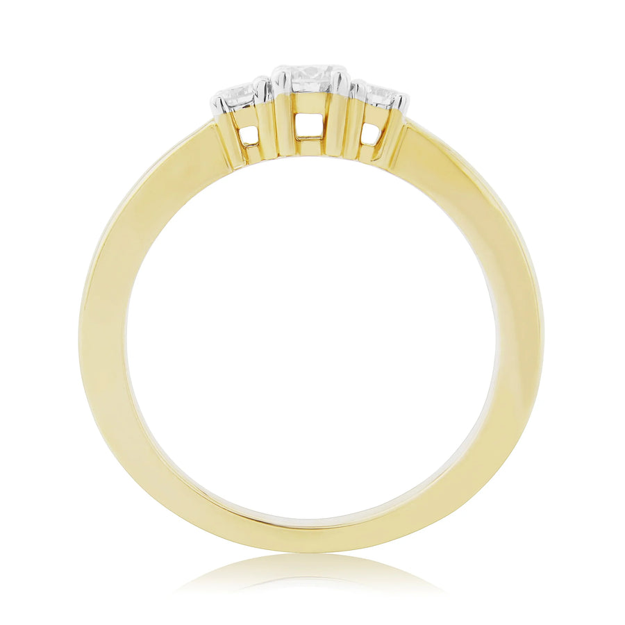 9ct Yellow Gold 0.33ct Diamond Trilogy Ring