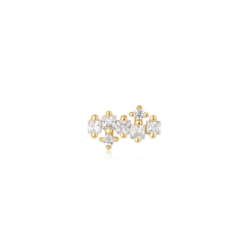 Ania Haie Gold Plated Sparkle Cluster Barbell Single Earring