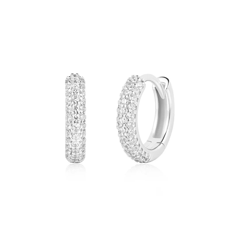 Ania Haie Sterling Silver CZ Pavé Huggies