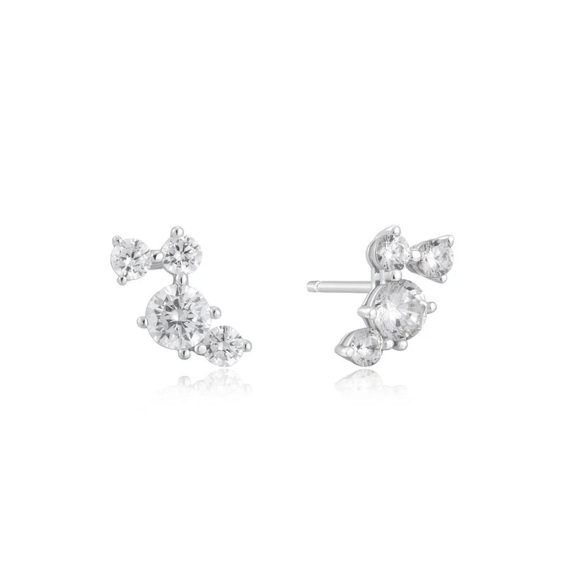 Ania Haie Sterling Silver CZ Climber Stud Earrings