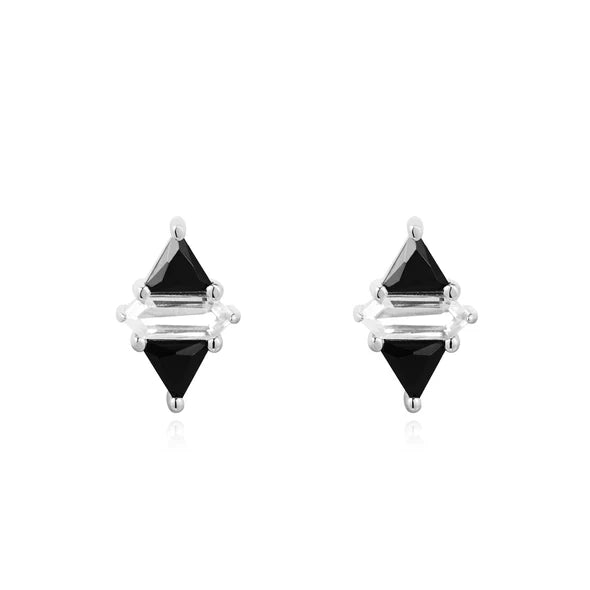 Ania Haie Sterling Silver Triangle Black/White Cubic Zirconia Studs