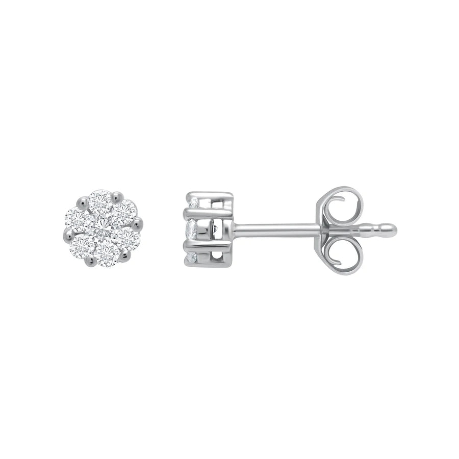 Platinum 0.25ct I-J/SI Diamond Cluster Stud Earrings