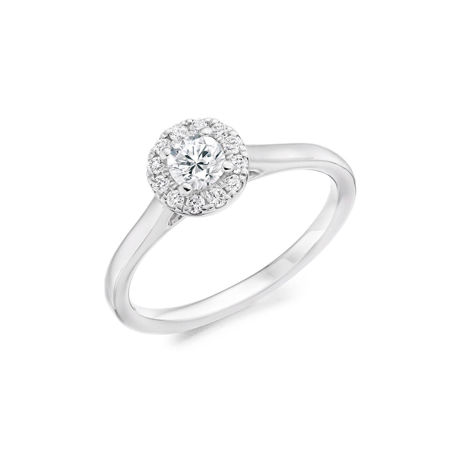 Platinum 0.30ct E SI2 Round Diamond Halo Cluster Engagement Ring