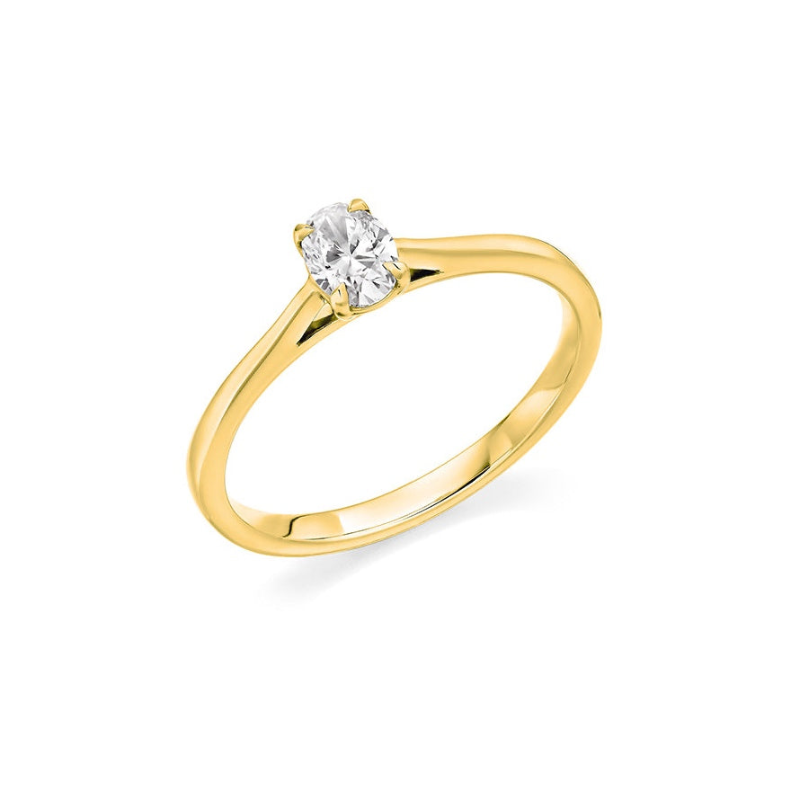 18ct Yellow Gold 0.30ct E VVS2 Oval Diamond Engagement Ring