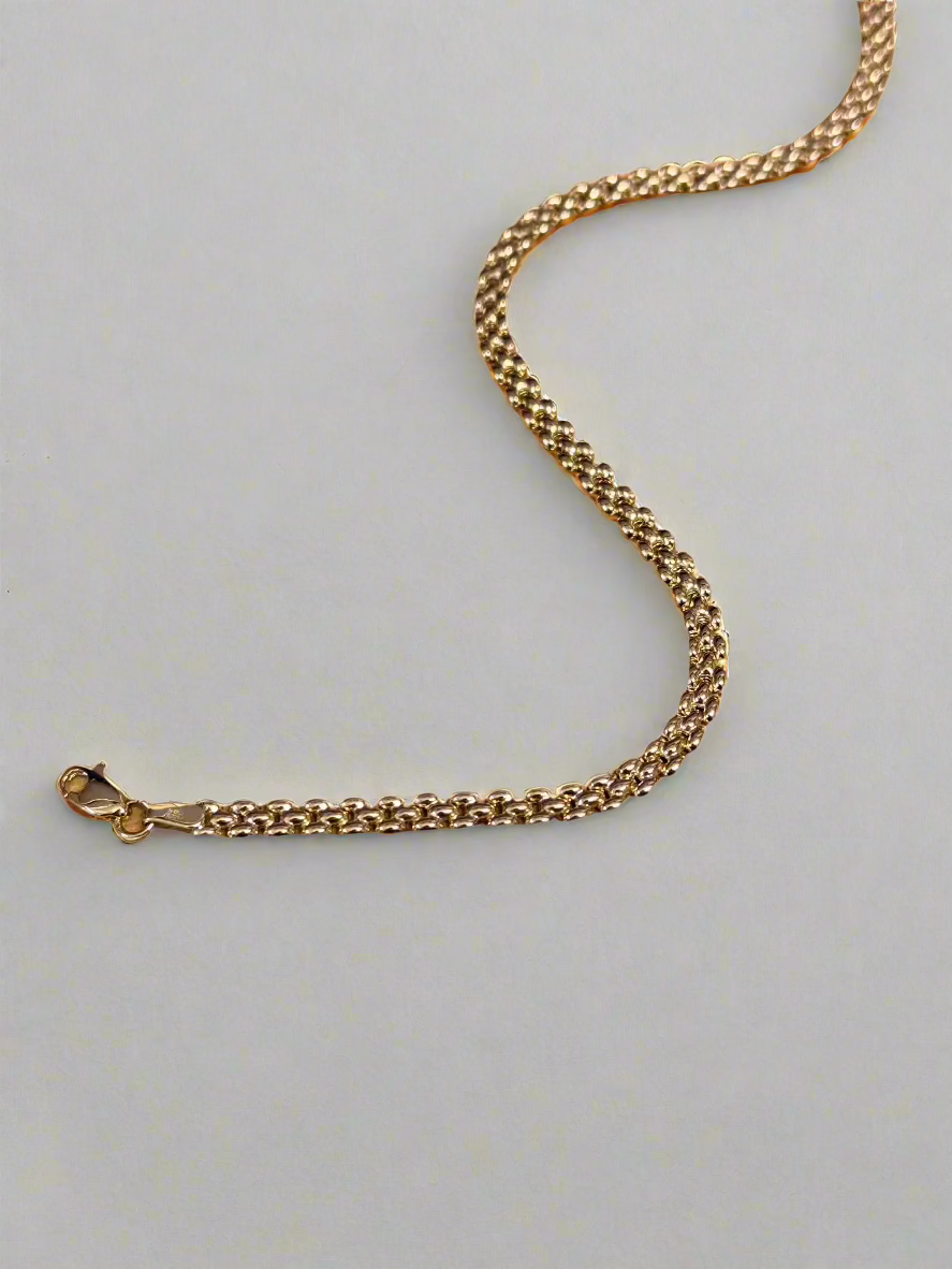 9ct Yellow Gold Flat Fancy Link Necklace 17"