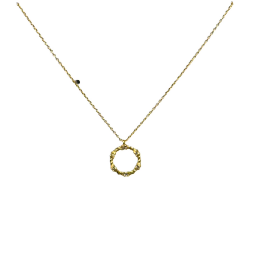 9ct Yellow Gold 0.04ct Diamond Circle Necklace 18"