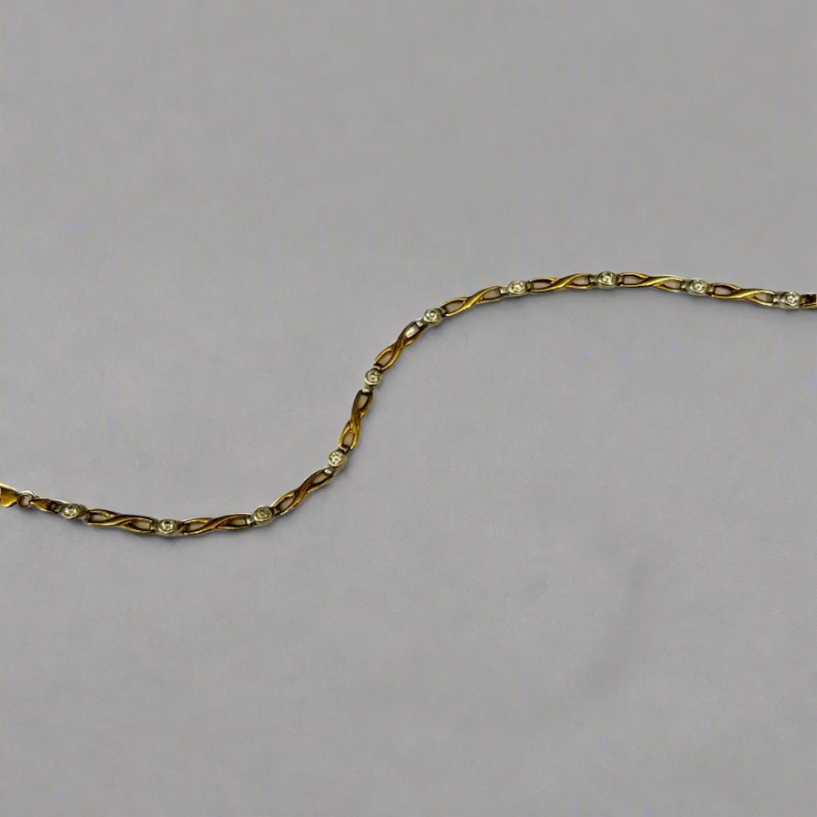 Previously Owned 9ct Yellow & White Gold CZ Infinity Link Bracelet