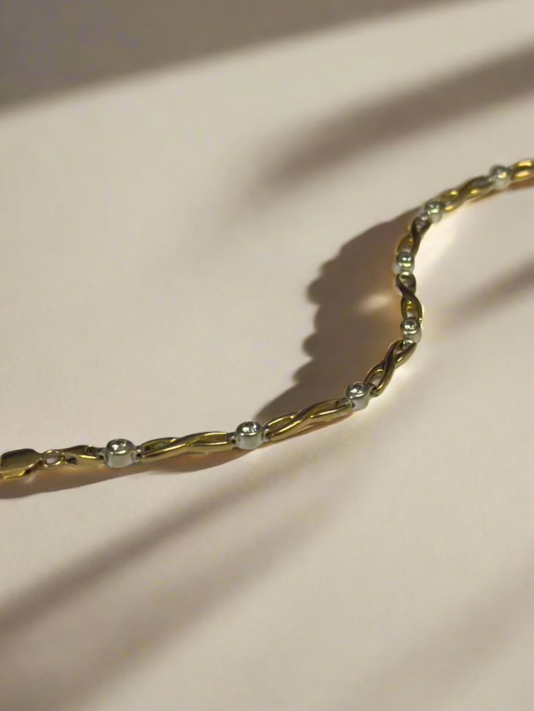 Previously Owned 9ct Yellow & White Gold CZ Infinity Link Bracelet