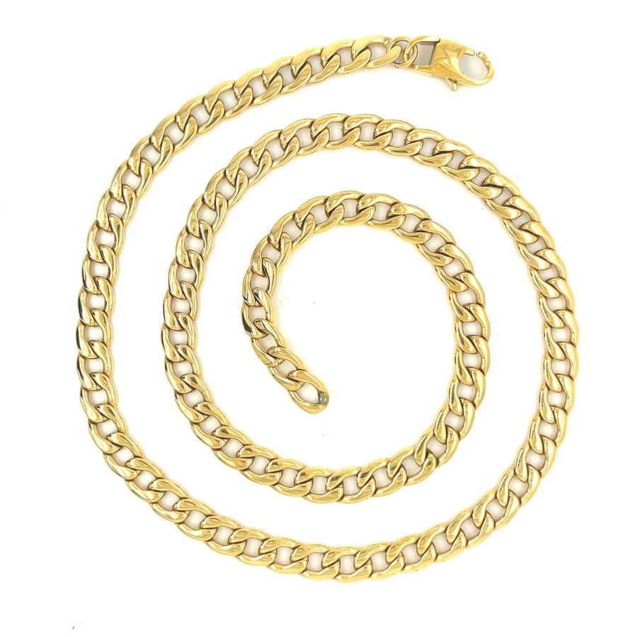 Unique Steel & Gold Plated Curb Link 55cm Necklace