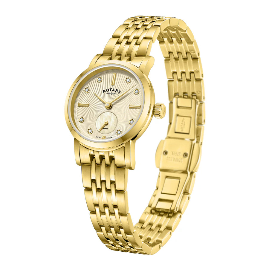 Rotary Gold Ladies Diamond Set Dial Dress Watch