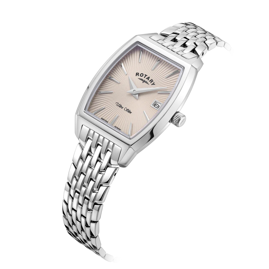 Rotary Ladies Stainless Steel Ultra Slim Tonneau Watch