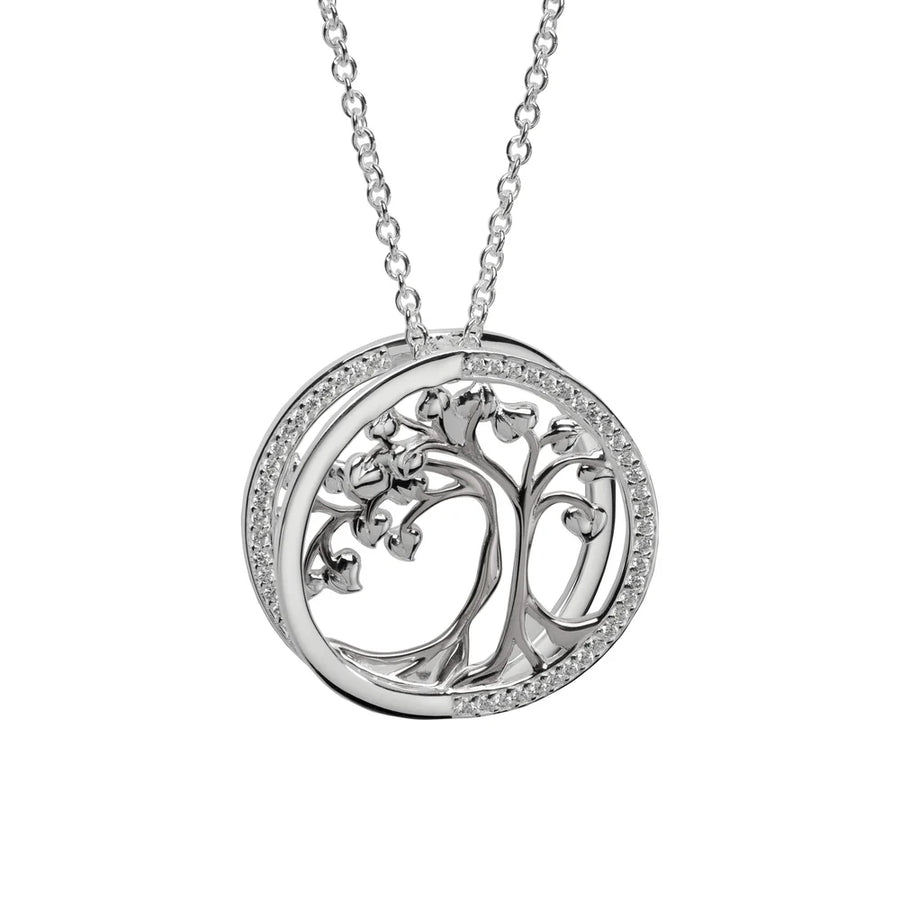 Unique Ladies Sterling Silver 3D Tree of Life CZ Necklace