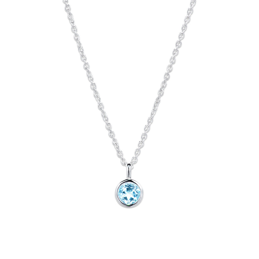 Unique Ladies Sterling Silver Round Blue Topaz Pendant