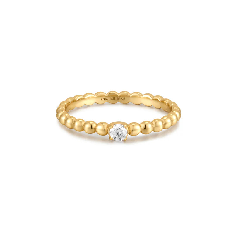 Ania Haie Gold Plated Cubic Zirconia Beaded Ring