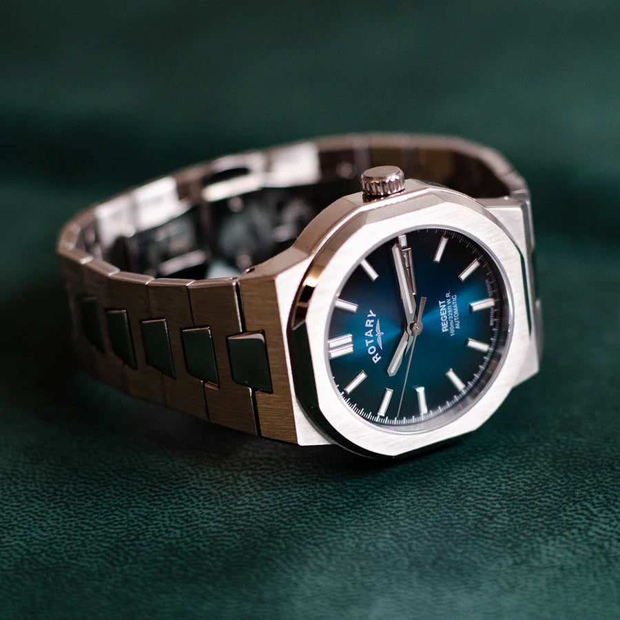 Rotary Gents Steel Teal Dial 100m Sport Automatic Watch