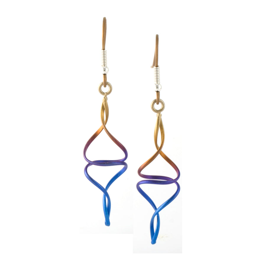 Titanium Bronze 3 Dimensional Two-Strand Drop Earrings