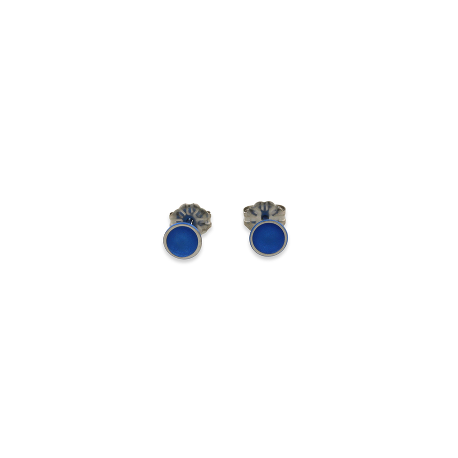 Dark Blue Titanium 6mm Domed Stud Earrings