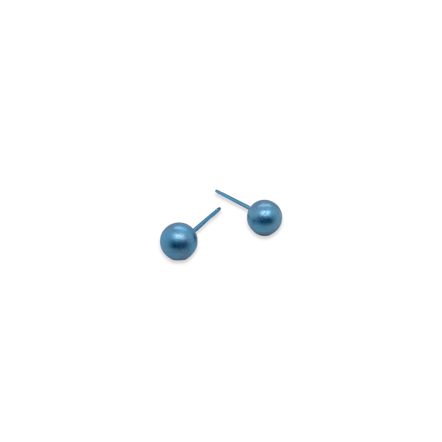 Light Blue Titanium 6mm Round Ball Stud Earrings