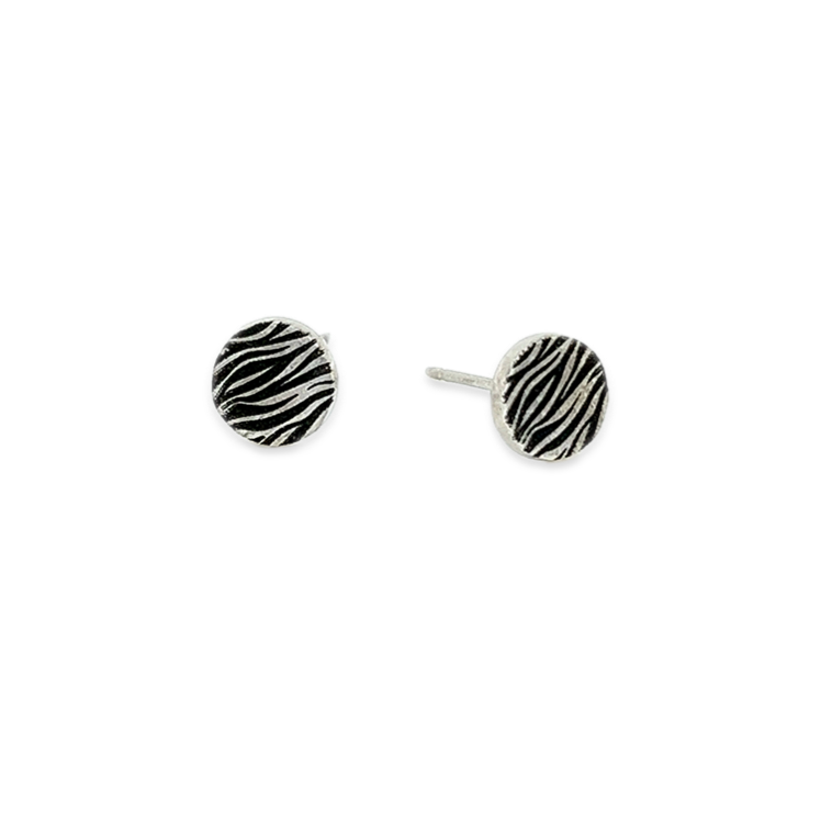 Black Titanium Zebra 7mm Round Stud Earrings