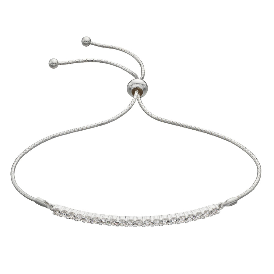 Sterling Silver CZ Bar Adjustable Toggle Bracelet