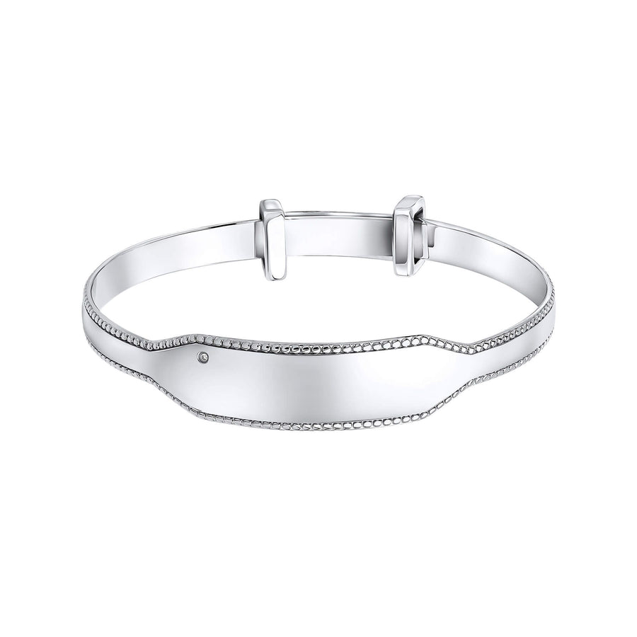 D for Diamond Silver Mill-Grain Edge Expanding ID Bangle