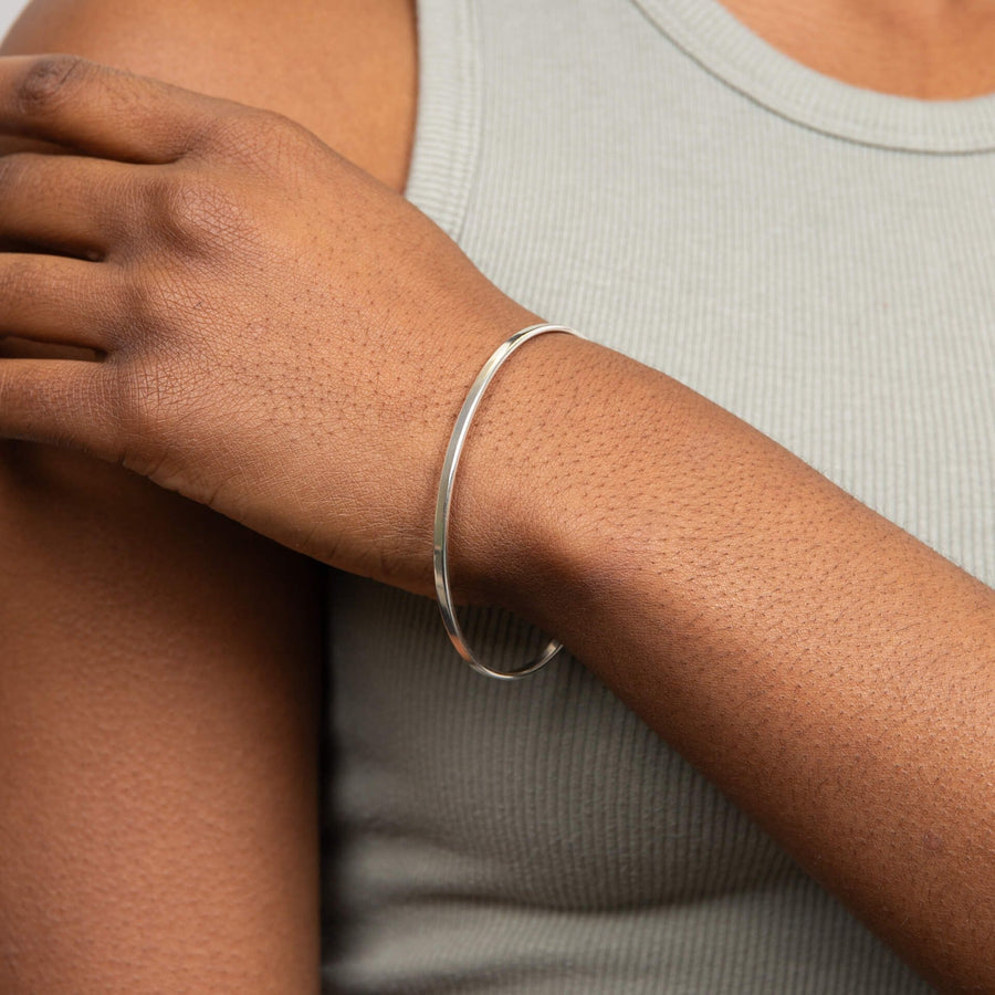 Sterling Silver Plain Round 3mm Dainty Bangle