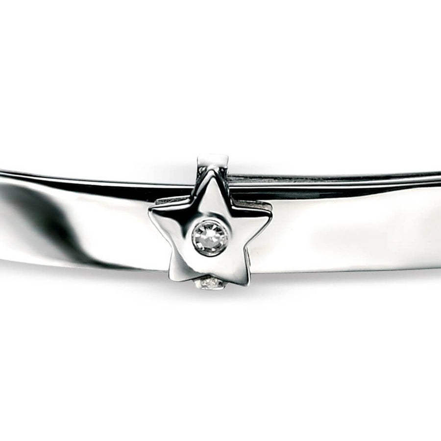 D for Diamond Silver Diamond Set Star Expanding Bangle