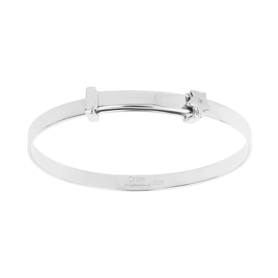 D for Diamond Silver Diamond Set Star Expanding Bangle