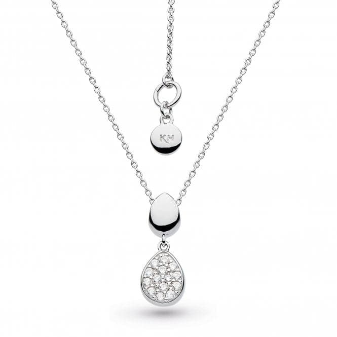 Kit Heath Sterling Silver Pebble CZ Pavé Drop Necklace